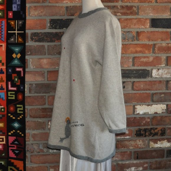 Passport Lambs Wool Angora Blend Tunic Knit Sweater Dress Hearts Seal W/ Halo 42 - Picture 4 of 9